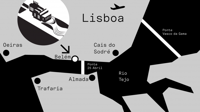 Mapa representativo da localização do maat em Lisboa